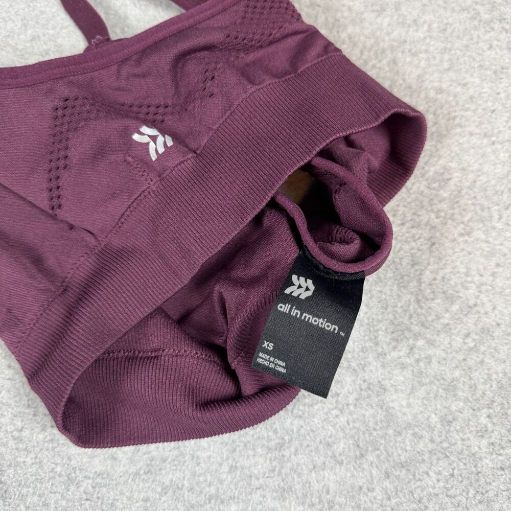 All In Motion Womens Maroon Adjustable Gym Workout Sports Bra - XS - Picture 3 of 5